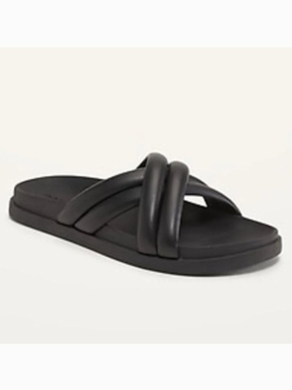 Faux-Leather Puff Cross-Strap Sandals - 8